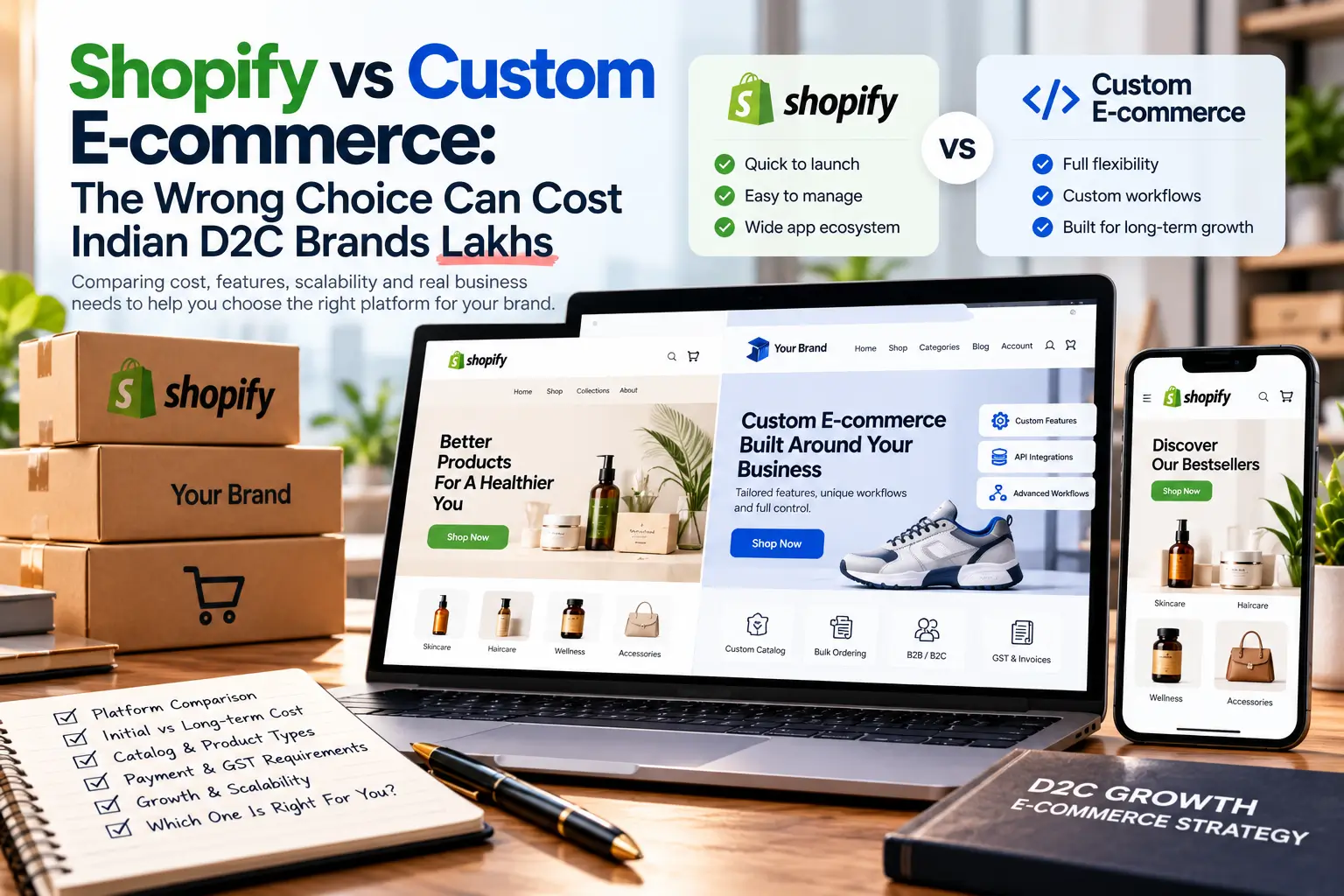 Shopify vs Custom E-commerce: The Wrong Choice Can Cost Indian D2C Brands Lakhs